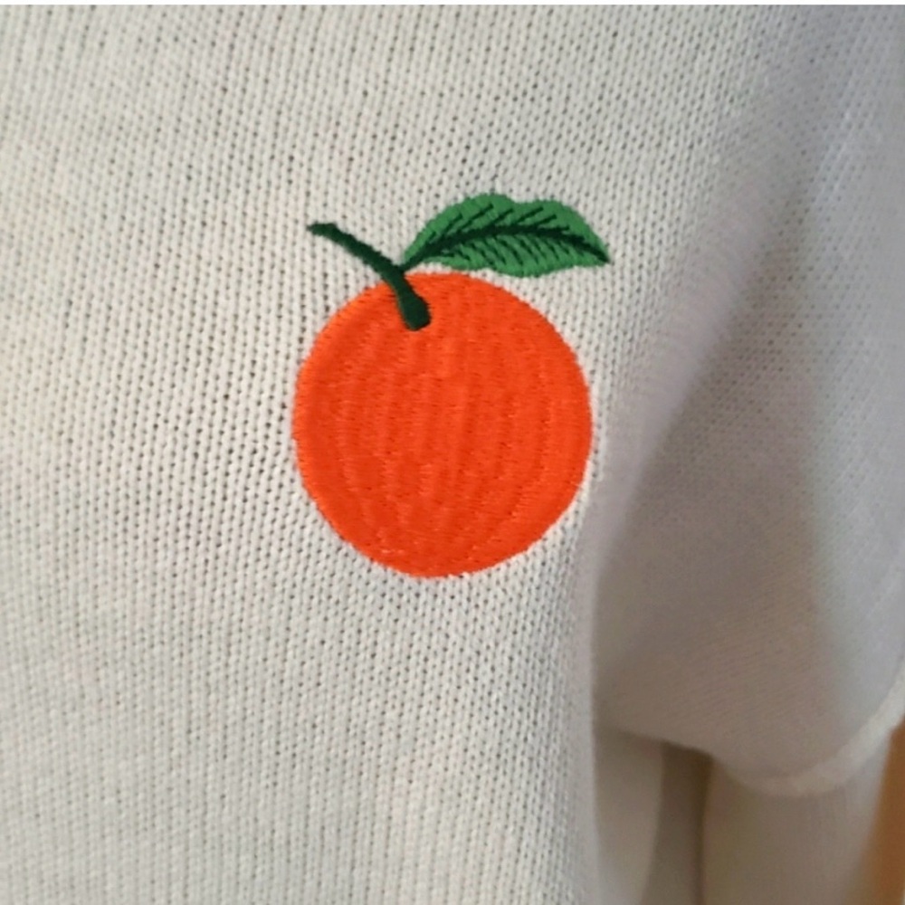 Cream and Orange Crew Neck Sweater w/matching tote bag - Picture 3 of 9